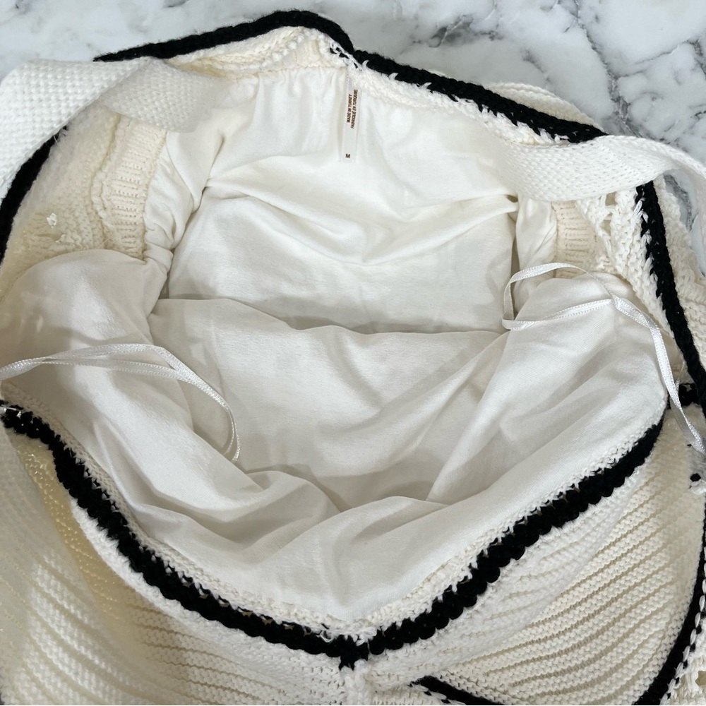 Free People White Crochet Mini Dress with Black Trim - Picture 8 of 10